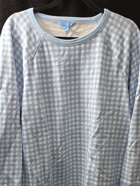 Draper James Light Blue and White Gingham Kids Pajama Top